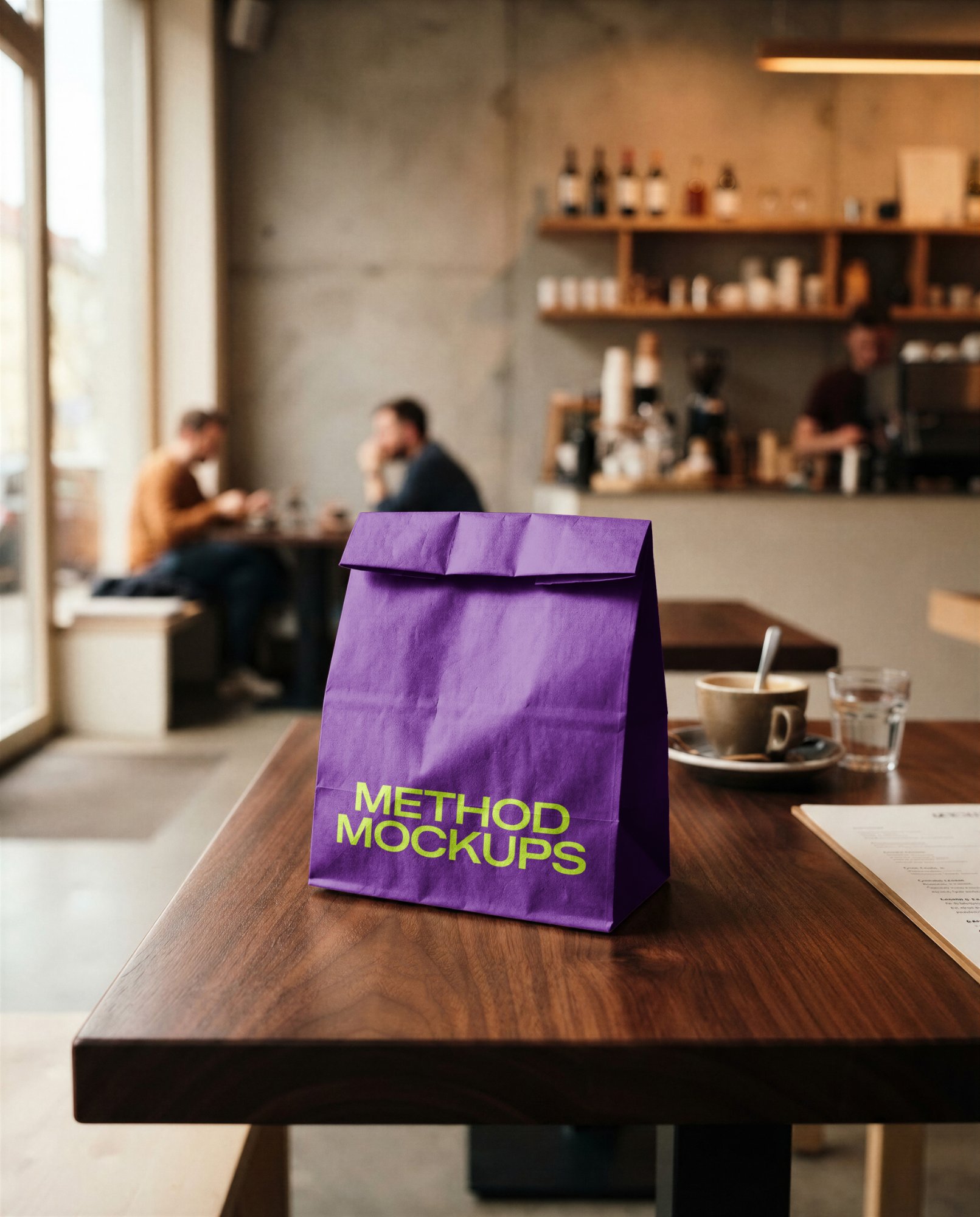 Kraft Paper Takeout Bag Mockup, alternate color