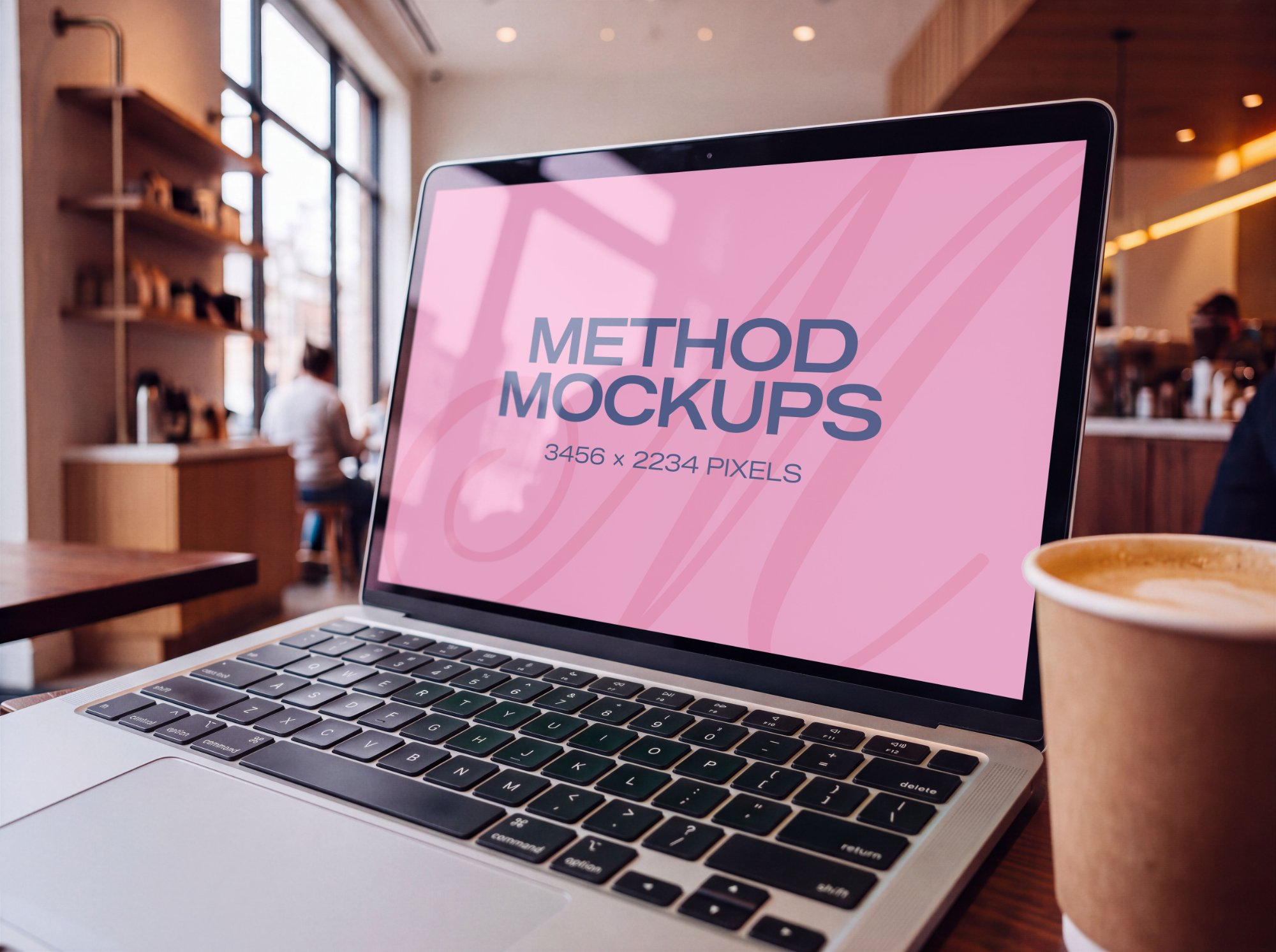 Coffee Shop Laptop Mockup — Close Angle