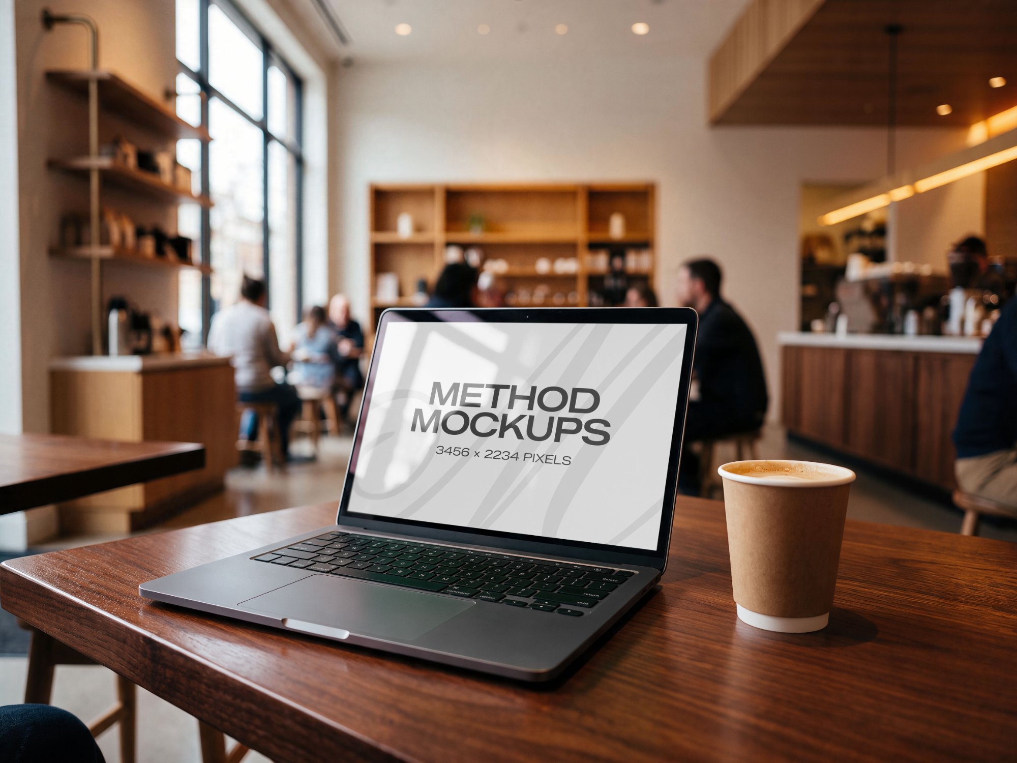 Coffee Shop Laptop Mockup