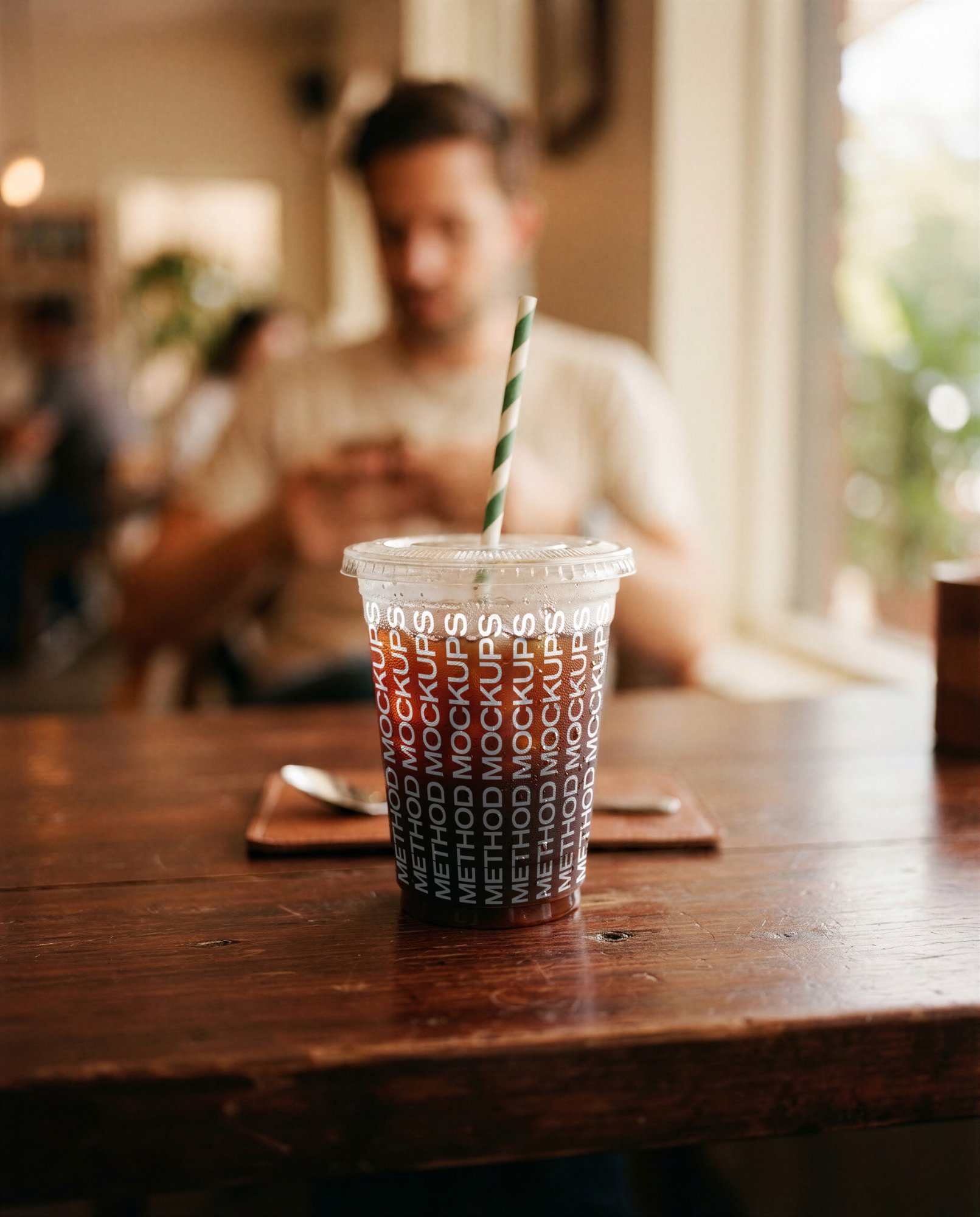 Cold Brew Cup Mockup on a Café Table