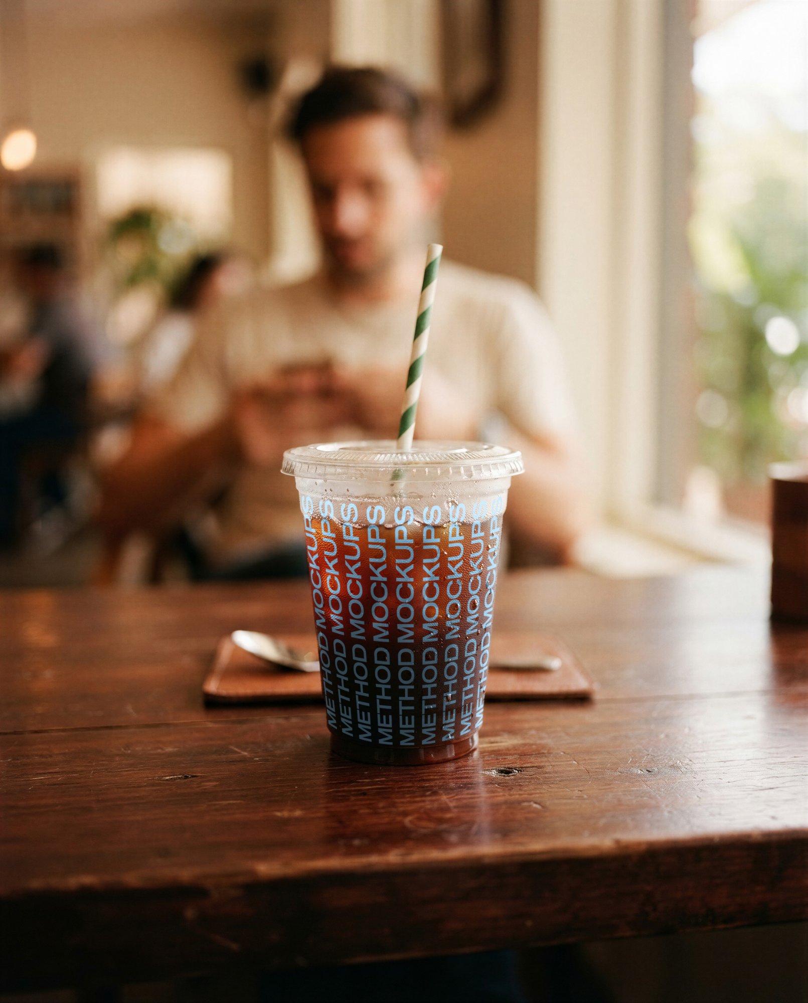 Cold Brew Cup Mockup on a Café Table, alternate color