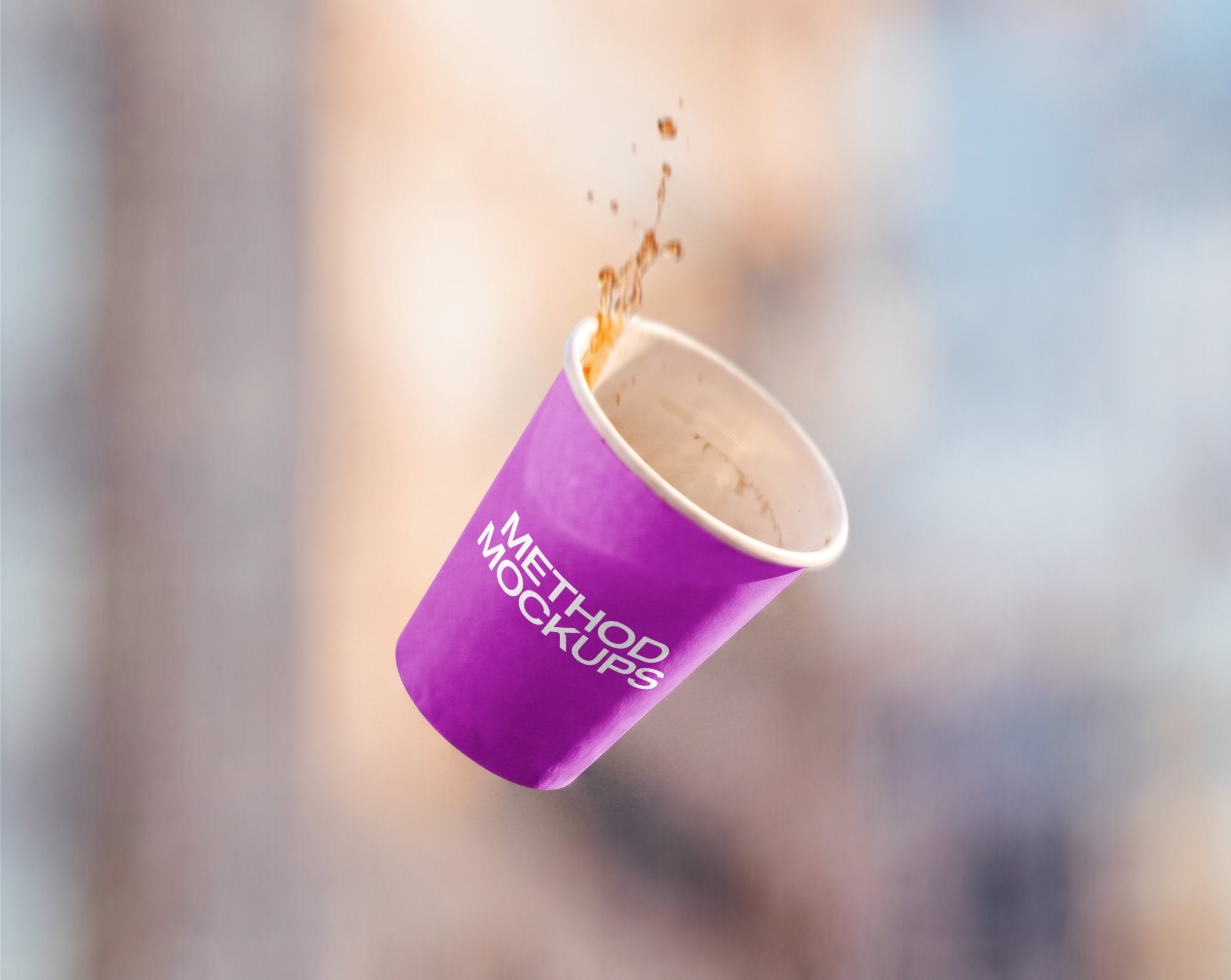 Free Falling Takeaway Coffee Cup Mockup, alternate color