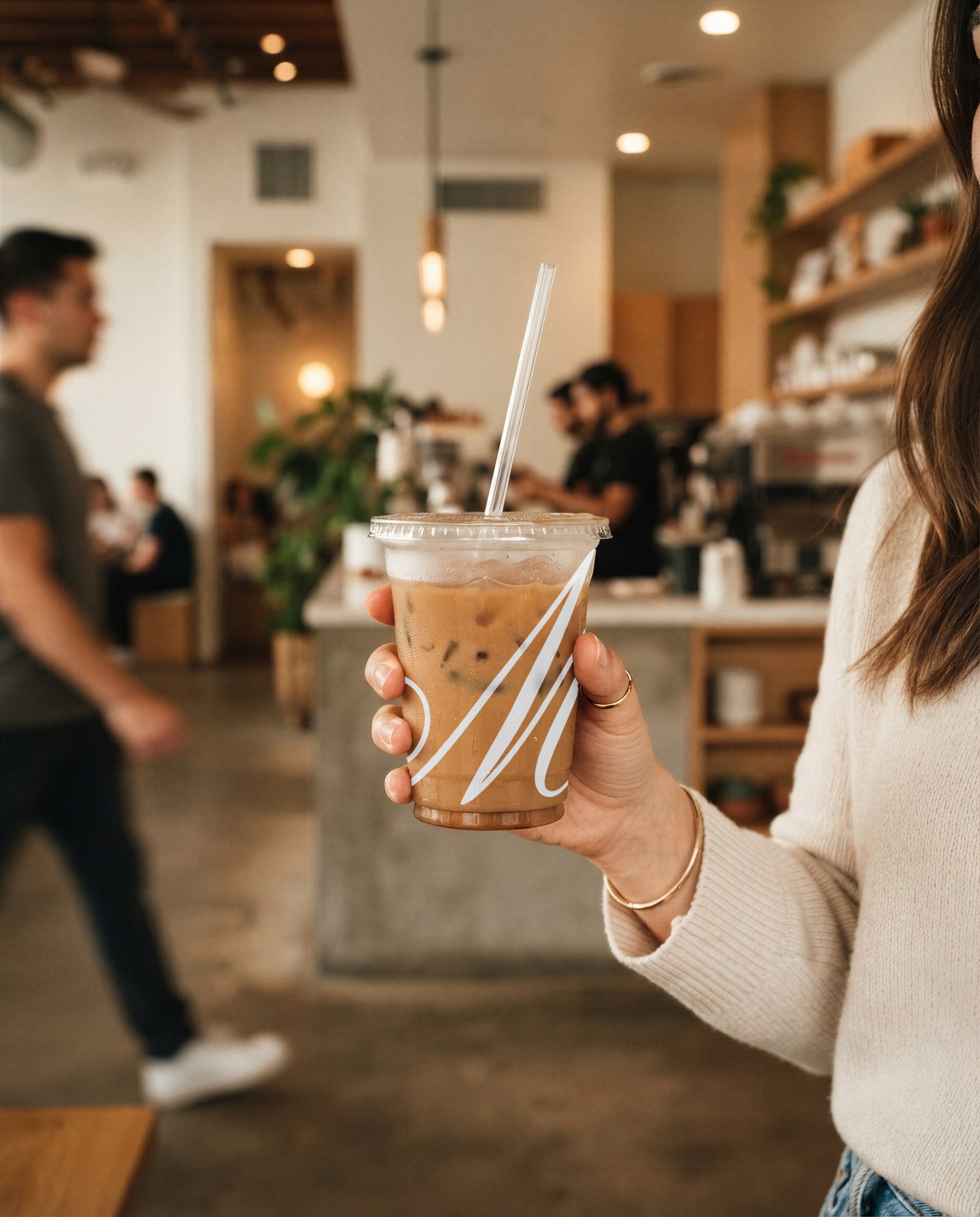 Iced Coffee Cup Mockup — Held in Hand