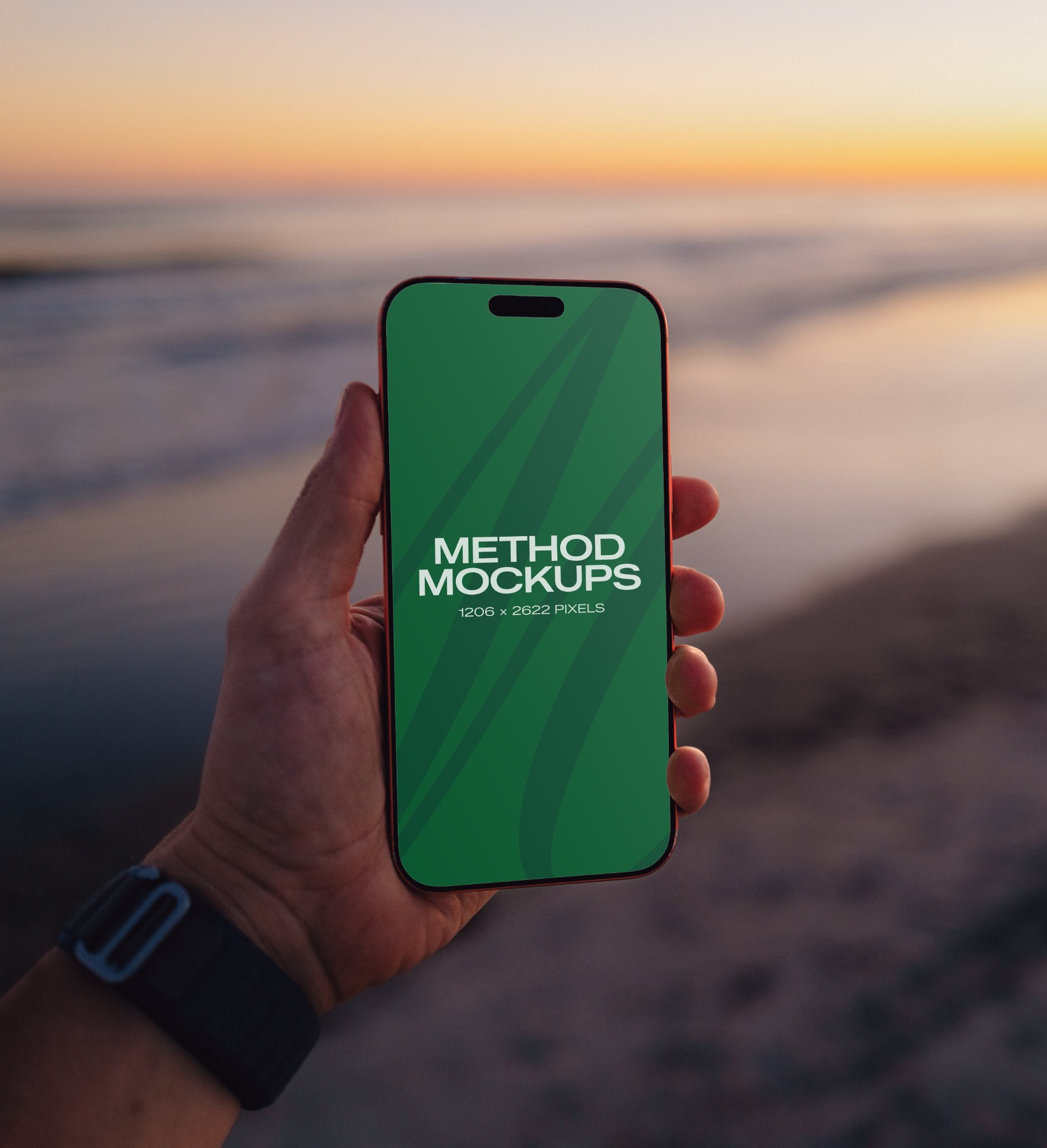iPhone 17 Pro Max Mockup — Beach Sunset, alternate color
