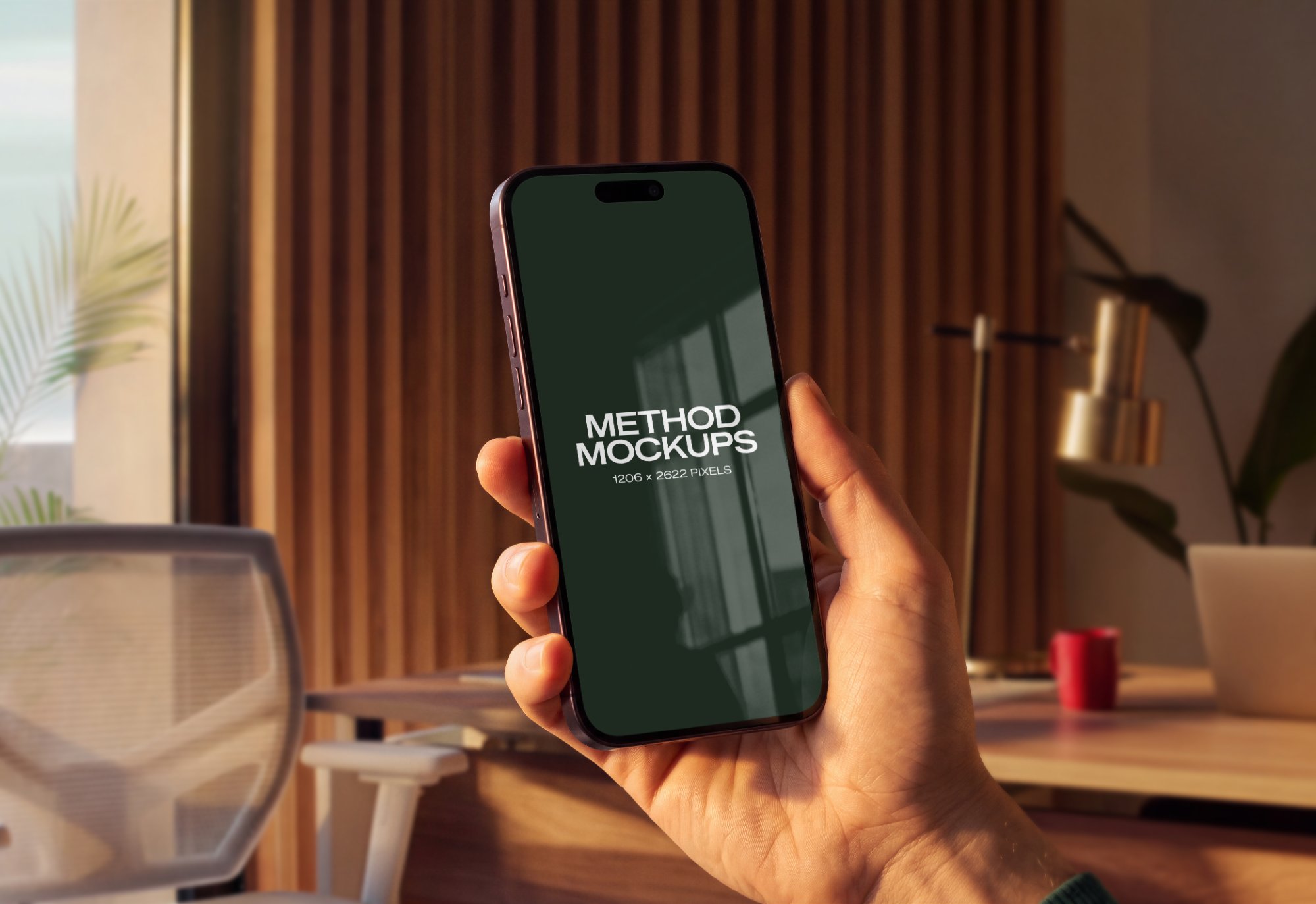 iPhone 18 Pro Mockup — Modern Office, alternate color