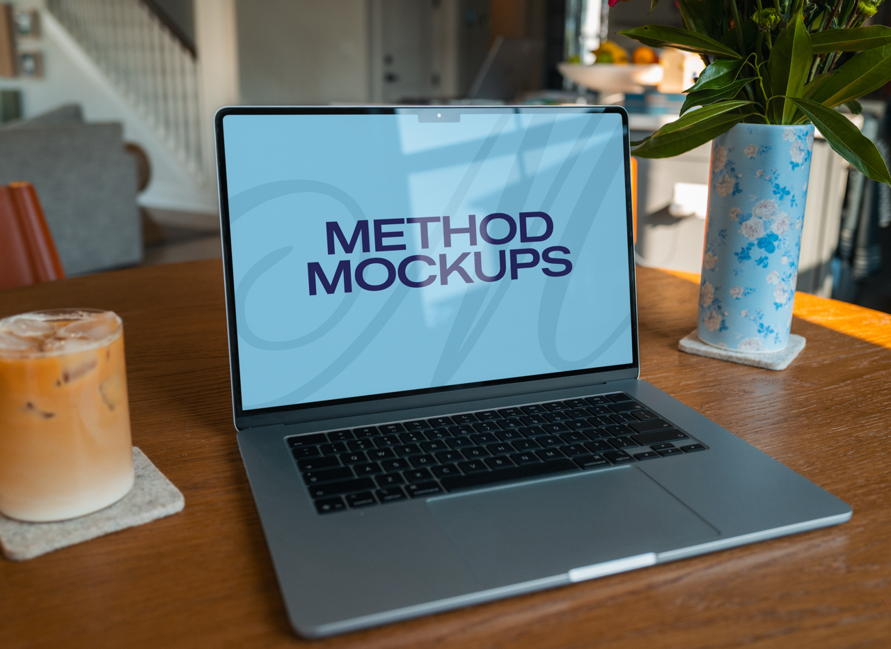 Laptop Mockup with Morning Coffee