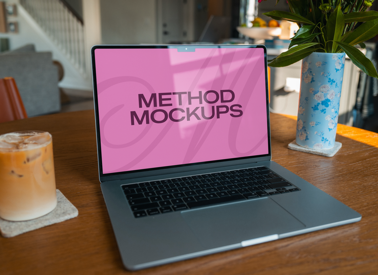 Laptop Mockup with Morning Coffee, alternate color