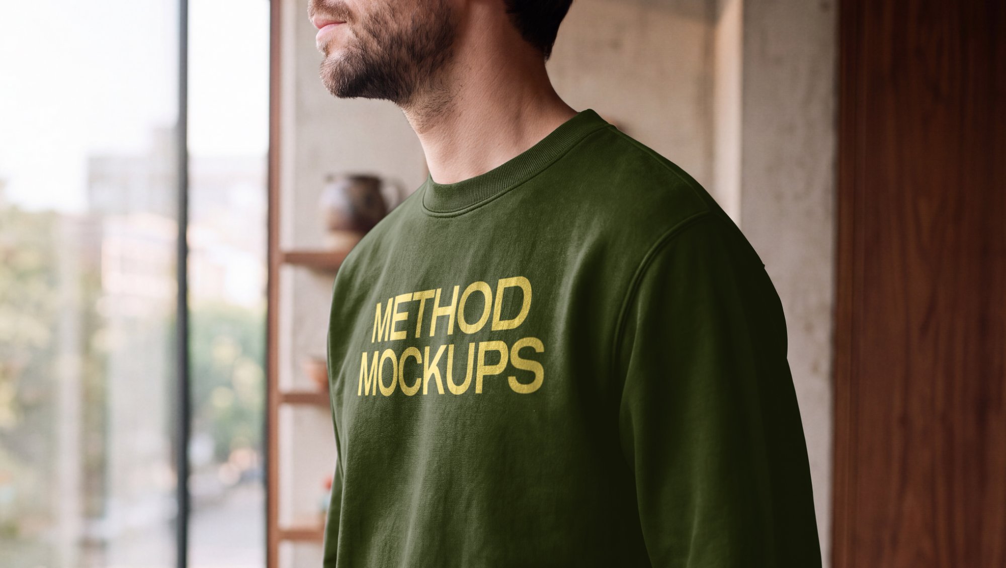 Crewneck Sweatshirt Mockup — Chest Detail, alternate color