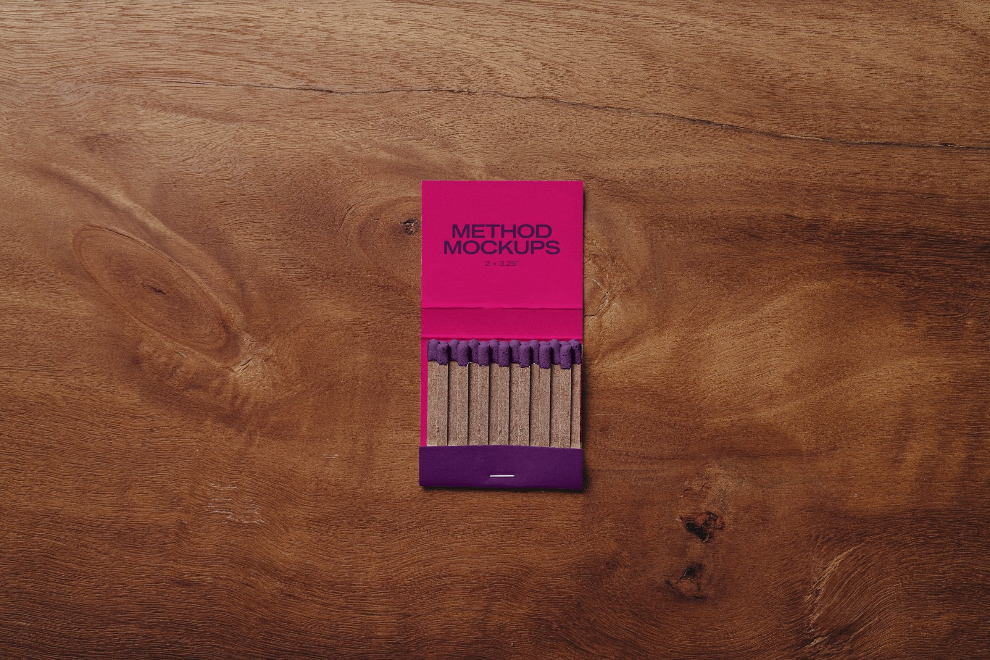 Matchbook Mockup on a Wood Table, alternate color