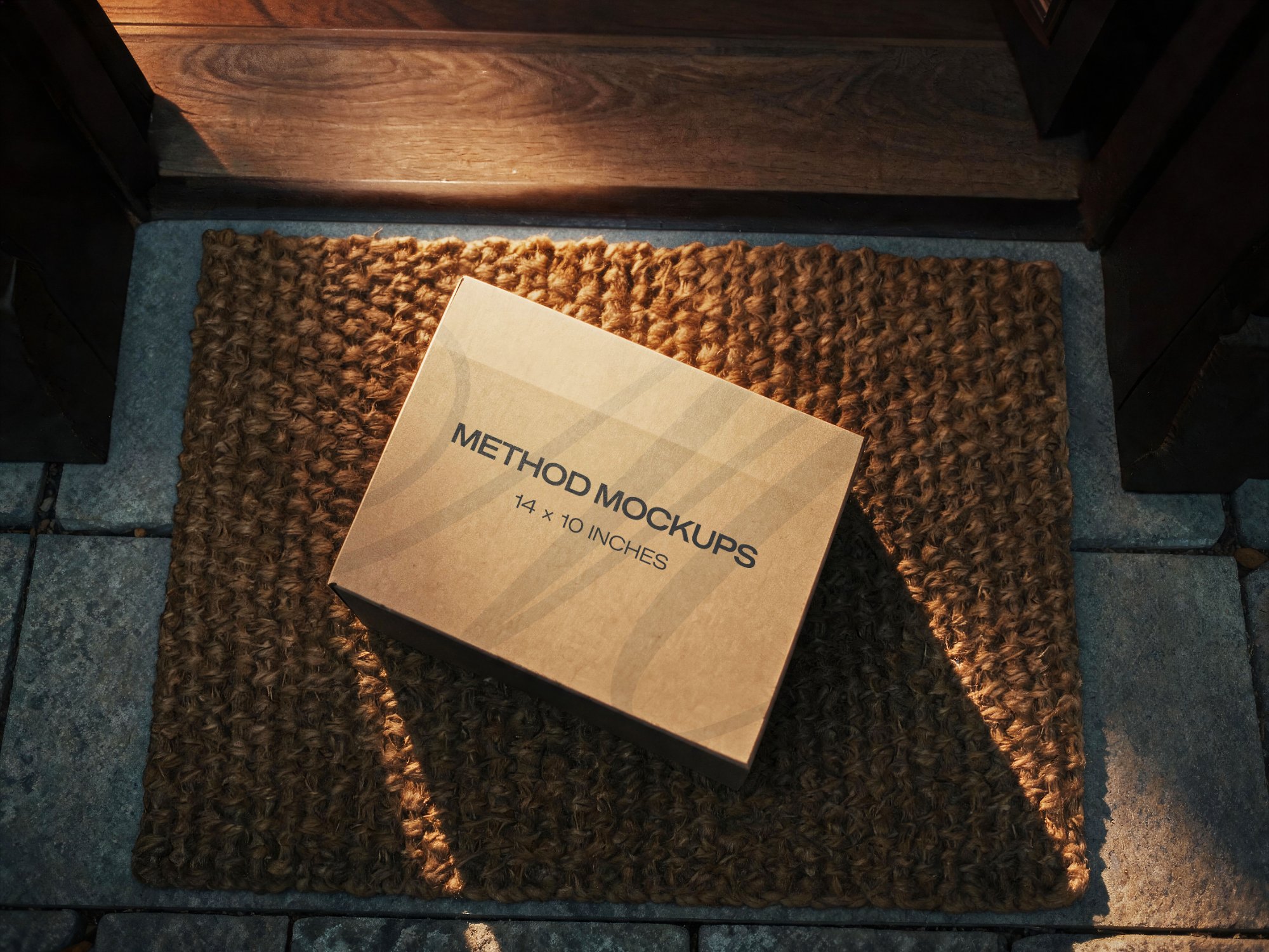 Delivery Box Mockup — Overhead Doorstep