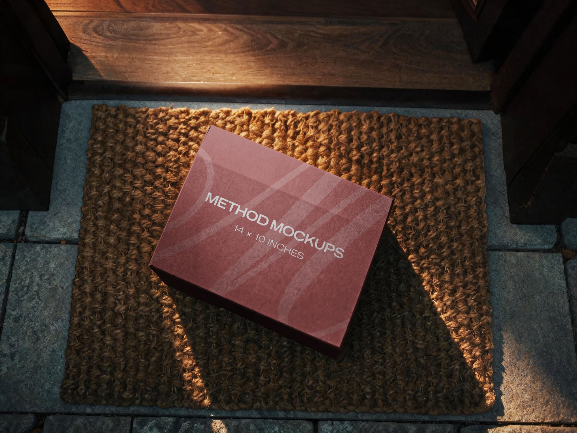 Delivery Box Mockup — Overhead Doorstep, alternate color