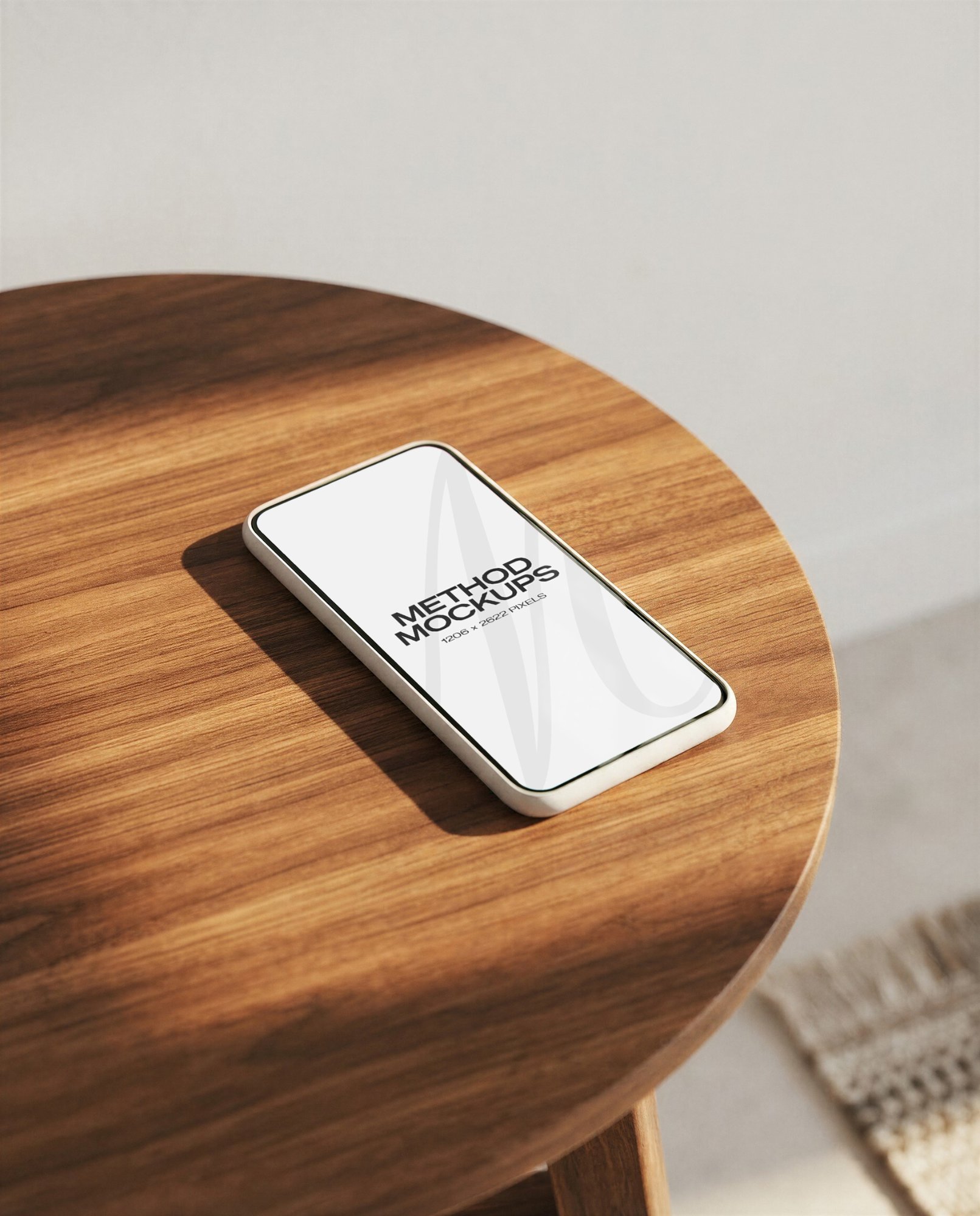 Phone on Walnut Side Table