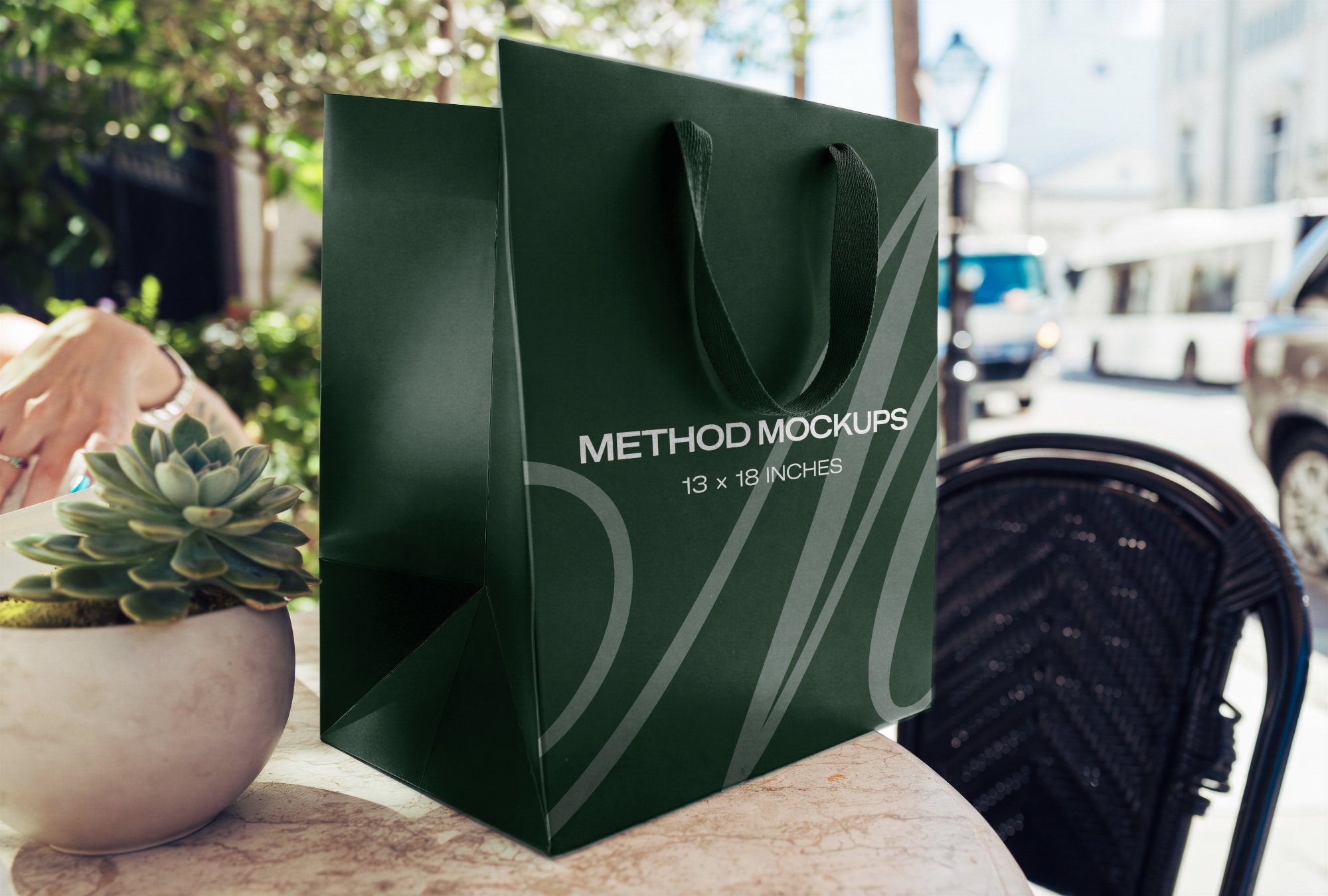 Shopping Bag Mockup — Sidewalk Café, alternate color