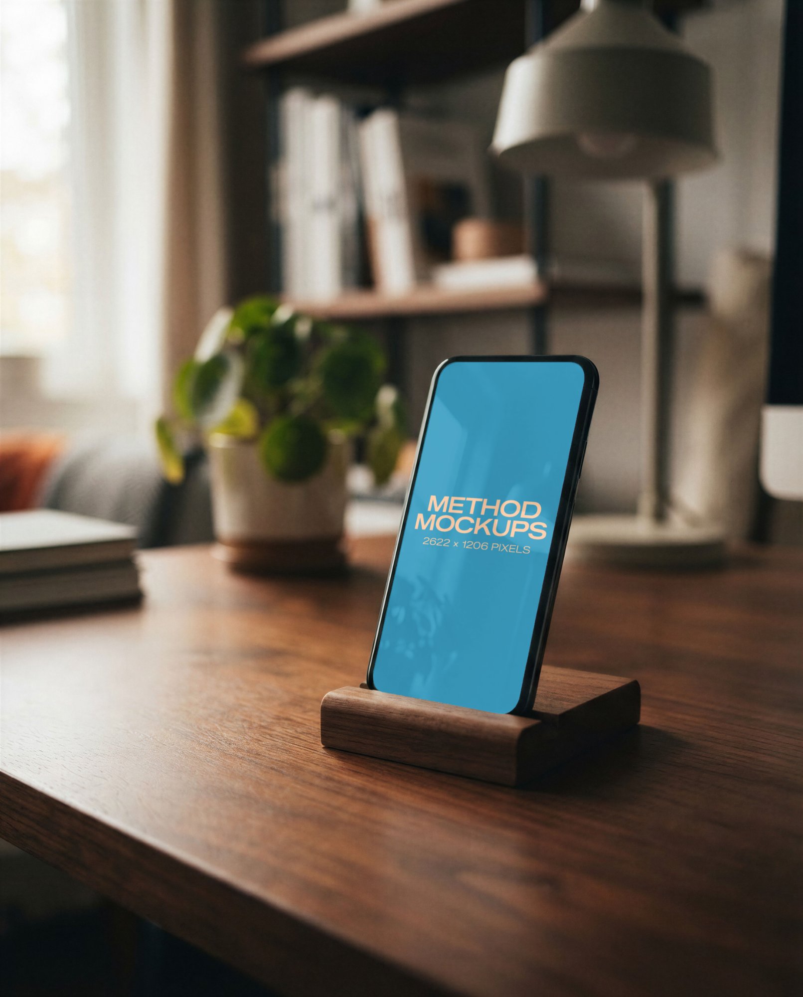 Phone Mockup on a Wood Stand