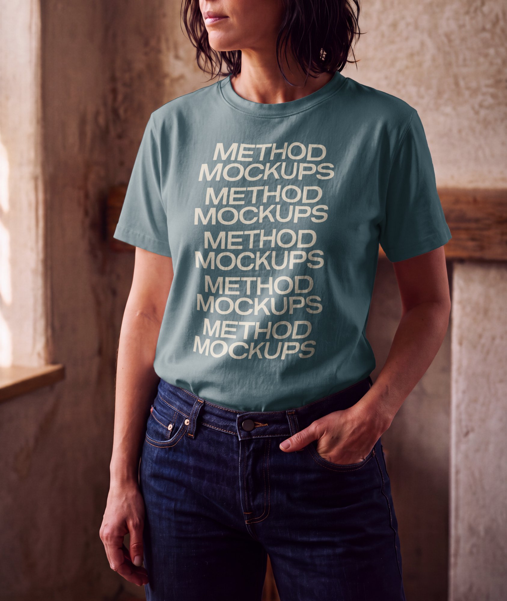 T-Shirt Mockup — Worn on Model, alternate color